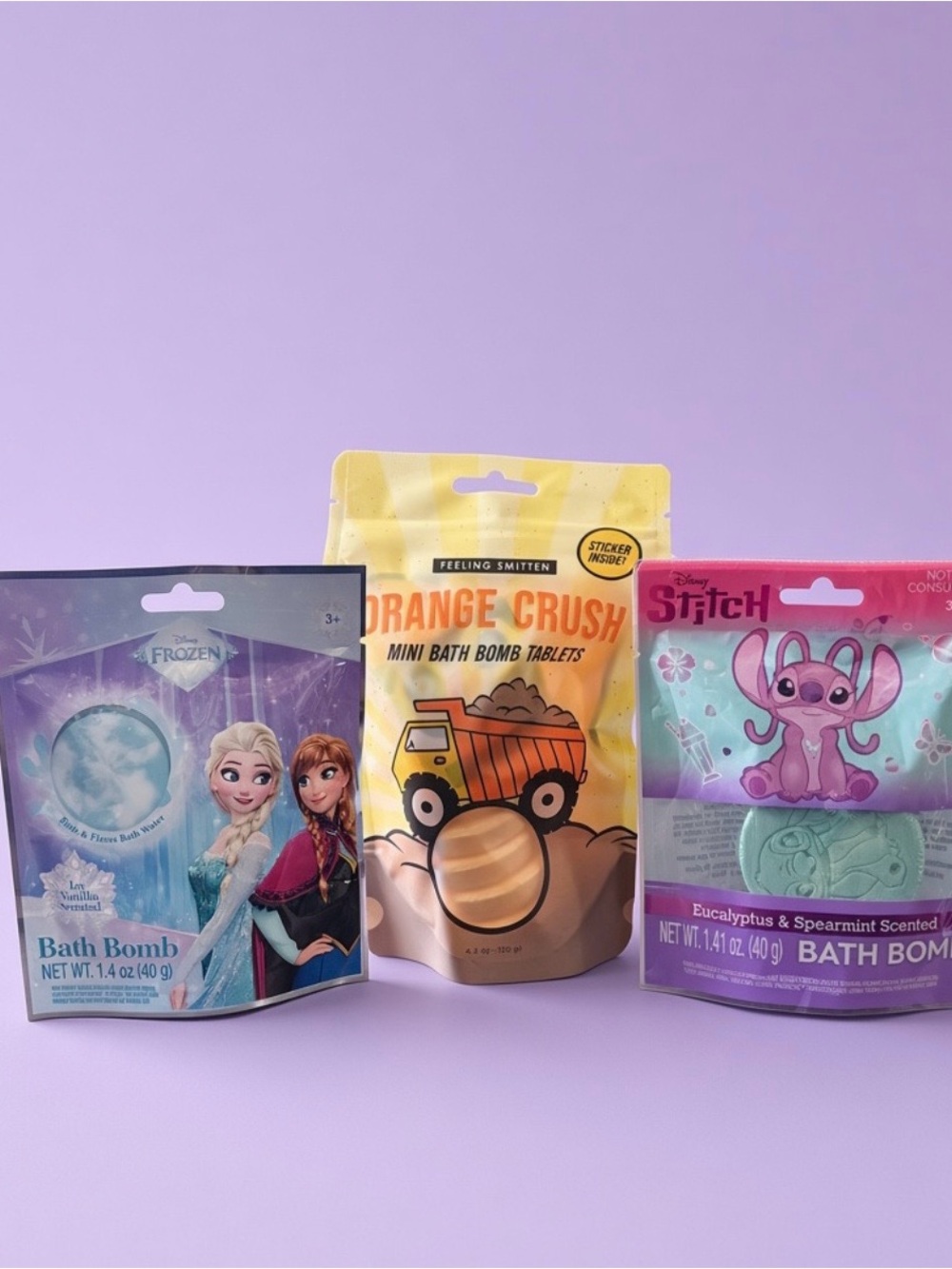 Frozen + Orange Crush Mini Bath + Stitch Bomb Tablets